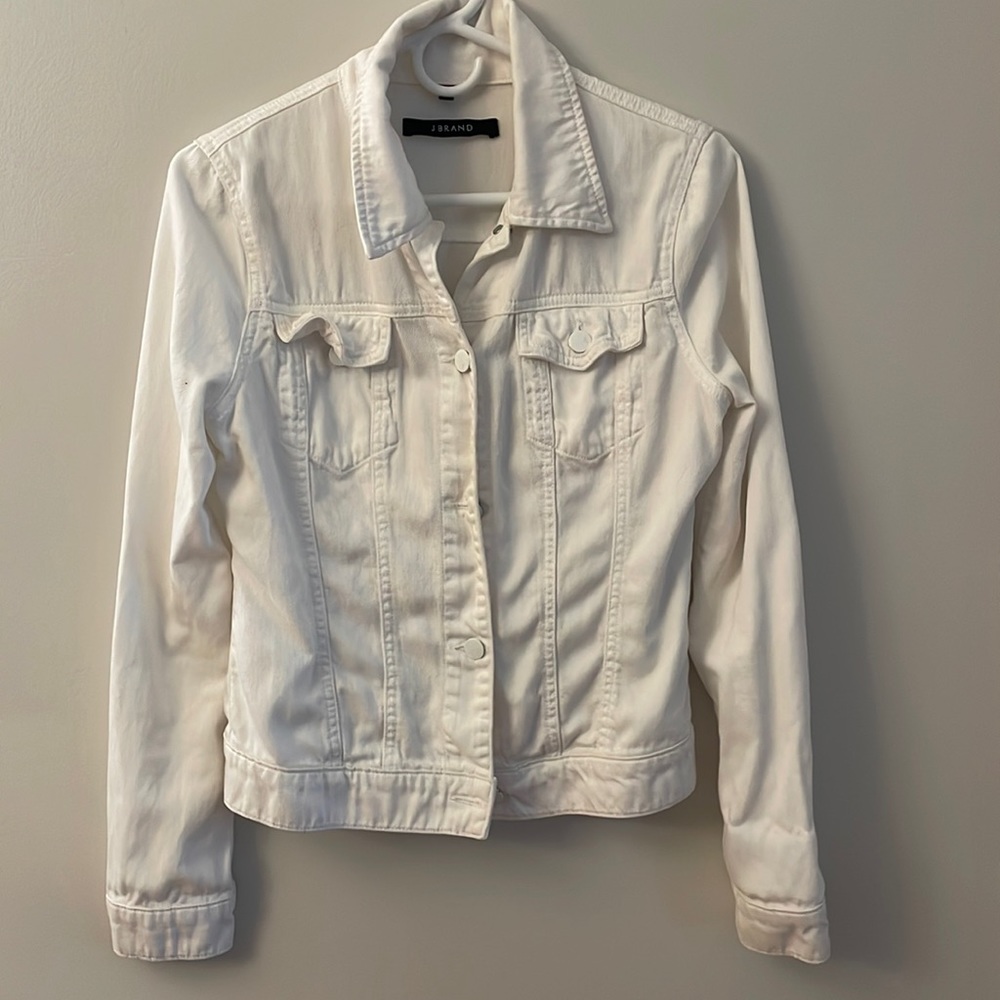 J brand white button front denim jacket